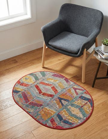 2' 2 x 3' Easy-Clean Modern Indoor / Outdoor Oval Rug