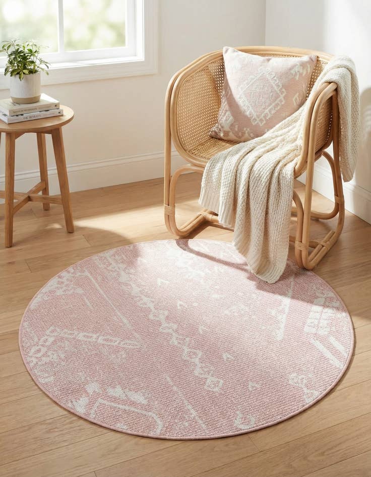 Detail image of 3' x 3'  Washable Bohemian Indoor / Outdoor Round Rug