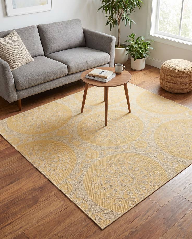 Detail image of 6' x 6' Easy-Clean Botanical Indoor / Outdoor Square Rug