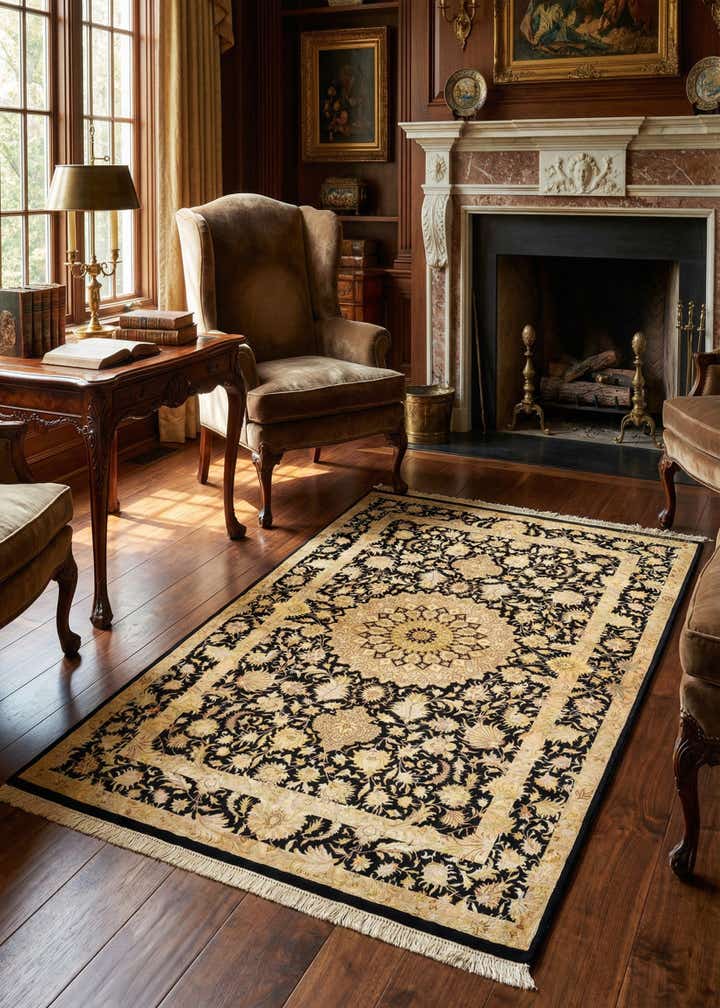 3' 5 x 5' 1 Ghom Silk Rug