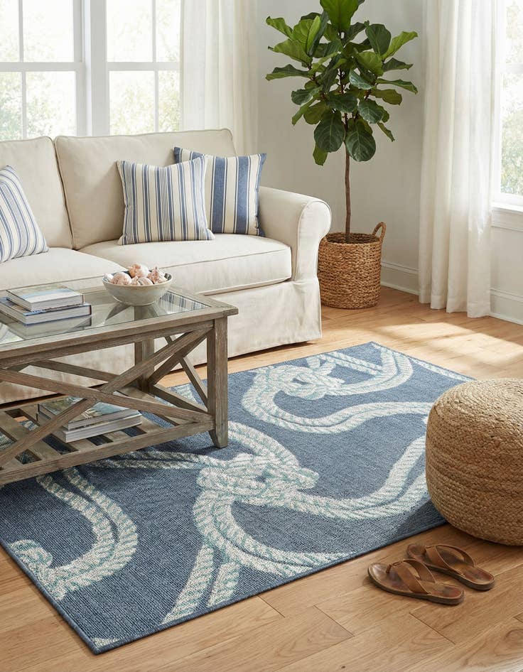 Detail image of 4' x 6' Washable Coastal Indoor / Outdoor Rug