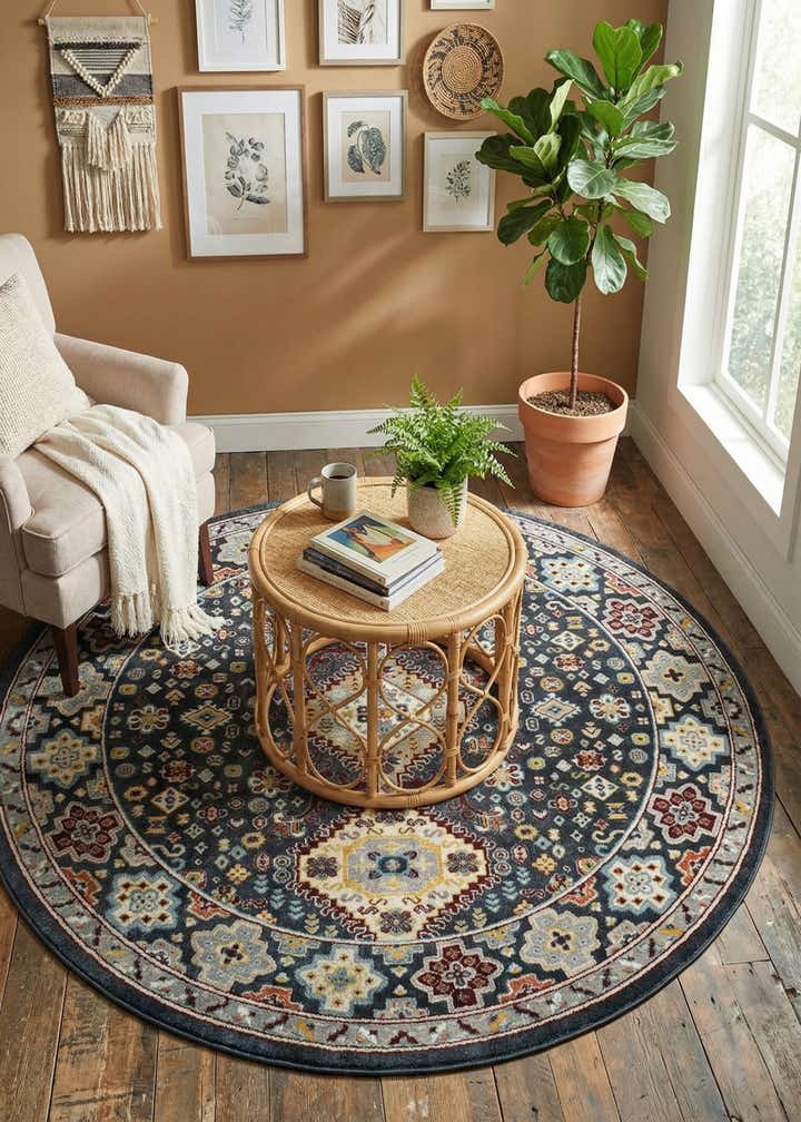 7' 10 x 7' 10 Kamala Washable Round Rug