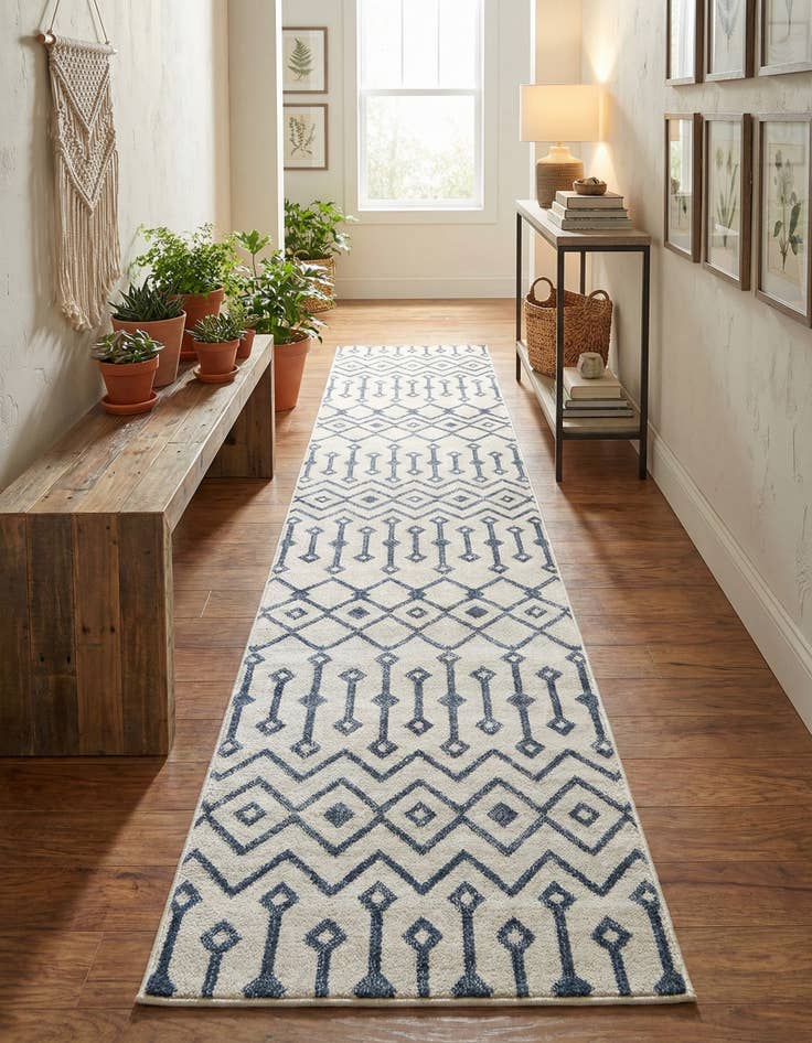 Detail image of 2' 7 x 14' Bohemian Trellis Runner Rug