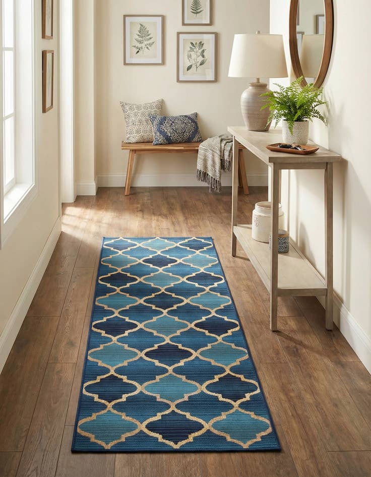 Detail image of 2' x 6' Washable Lattice Indoor / Outdoor Runner Rug