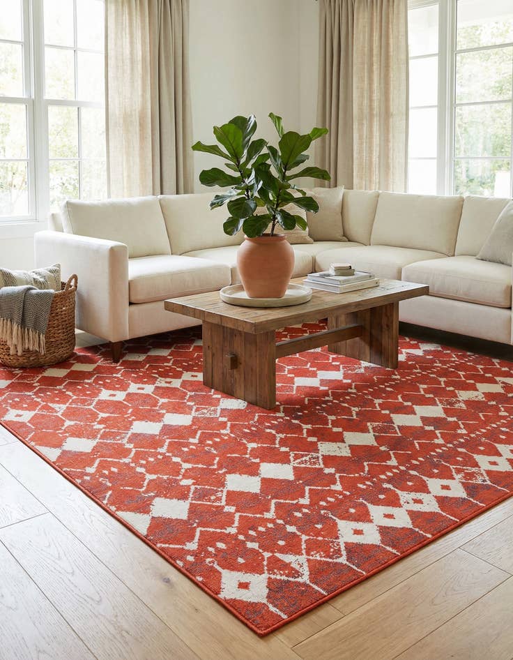 Detail image of 7' 10 x 7' 10  Washable Trellis Indoor / Outdoor Square Rug