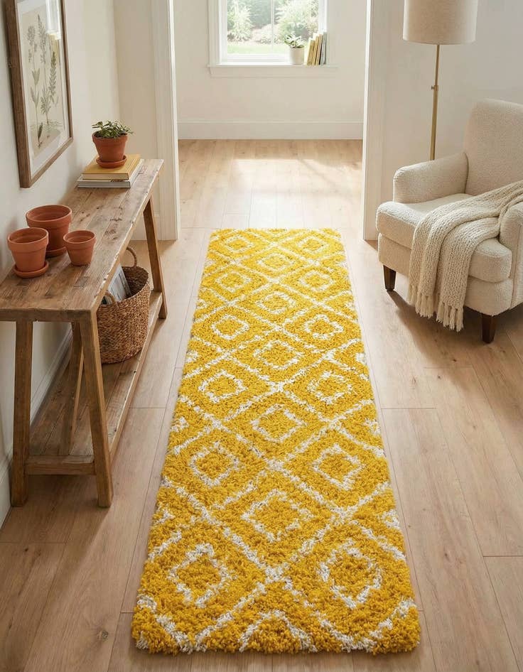 Detail image of 2' x 7' Trellis Shag Runner Rug