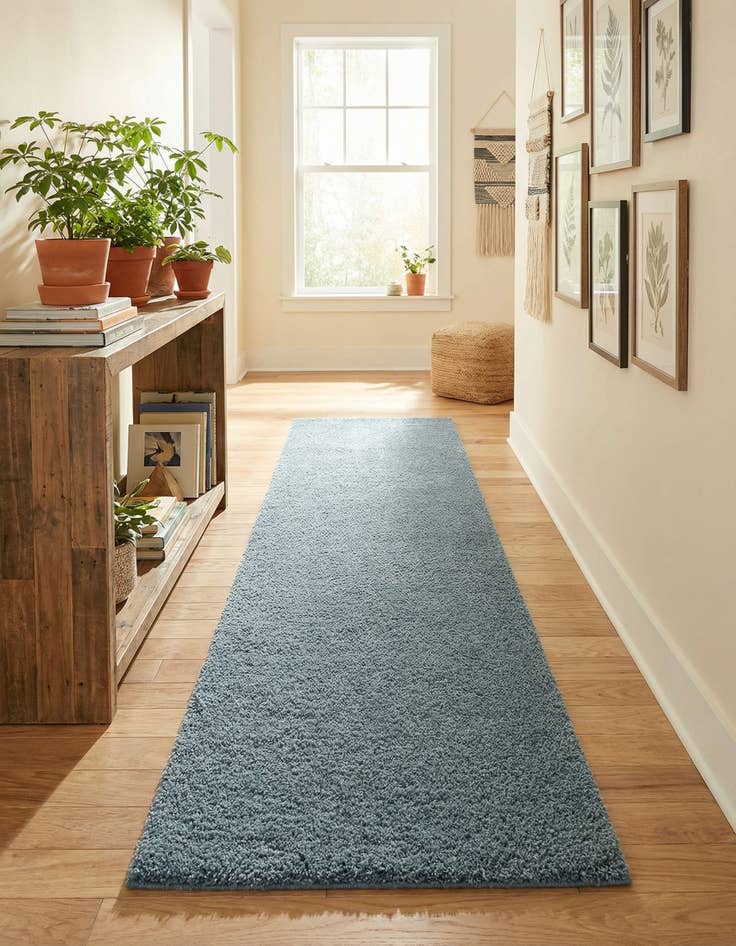 Detail image of 2' 7 x 10' Solid Shag Runner Rug