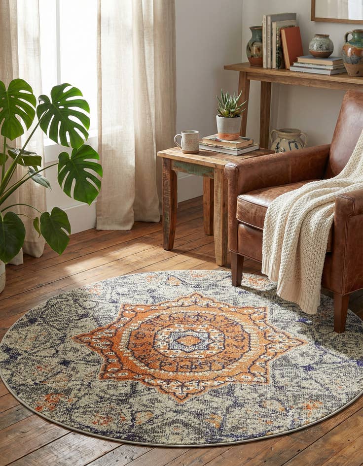 Detail image of 4' x 4' Washable Arte Round Rug