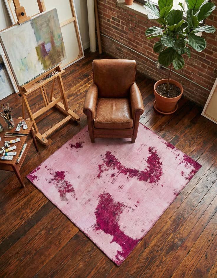 Detail image of 4' x 4' 2 Hand Knotted Ultra Vintage Persian Wool Square Rug