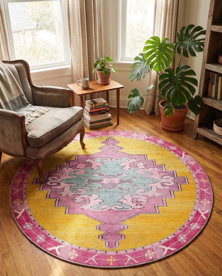 5' x 5' Washable Timeless Round Rug