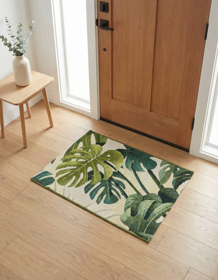 Detail image of 2' x 3' Easy-Clean Botanical Indoor / Outdoor Rug