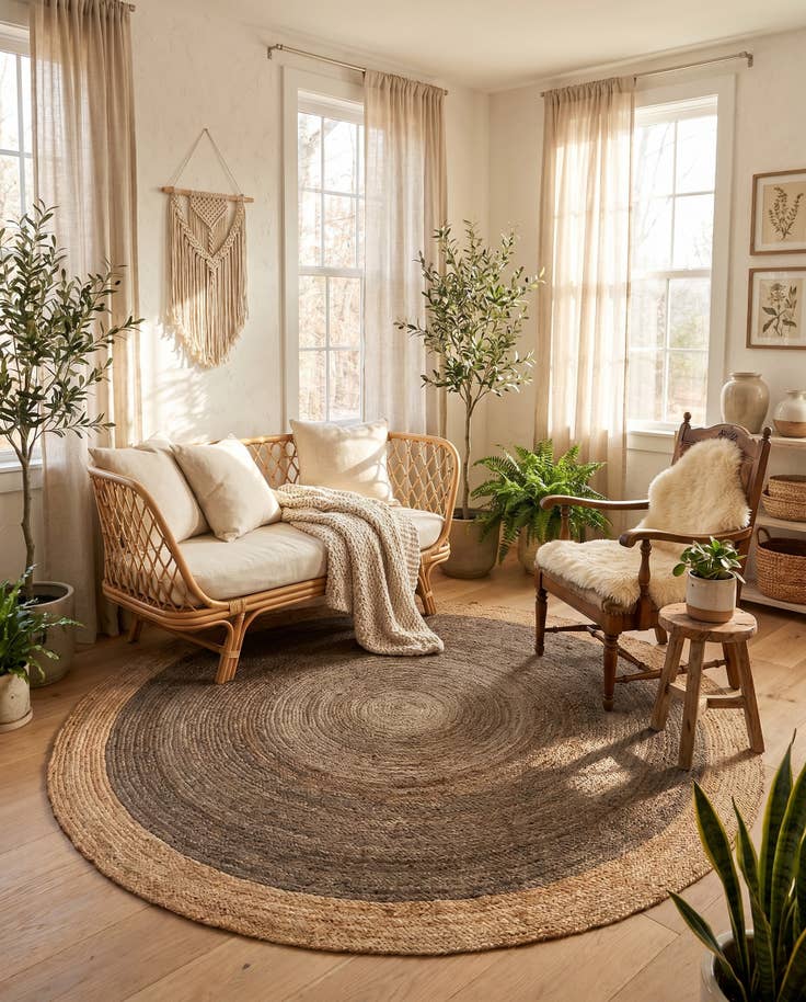Detail image of 7' 10 x 7' 10 Handmade Braided Jute Round Rug