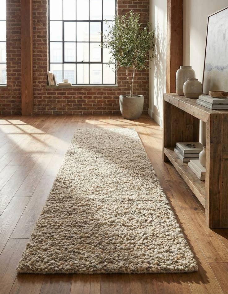 Detail image of 2' 7 x 12'  Hand Woven Haka Deluxe Shag Runner Rug