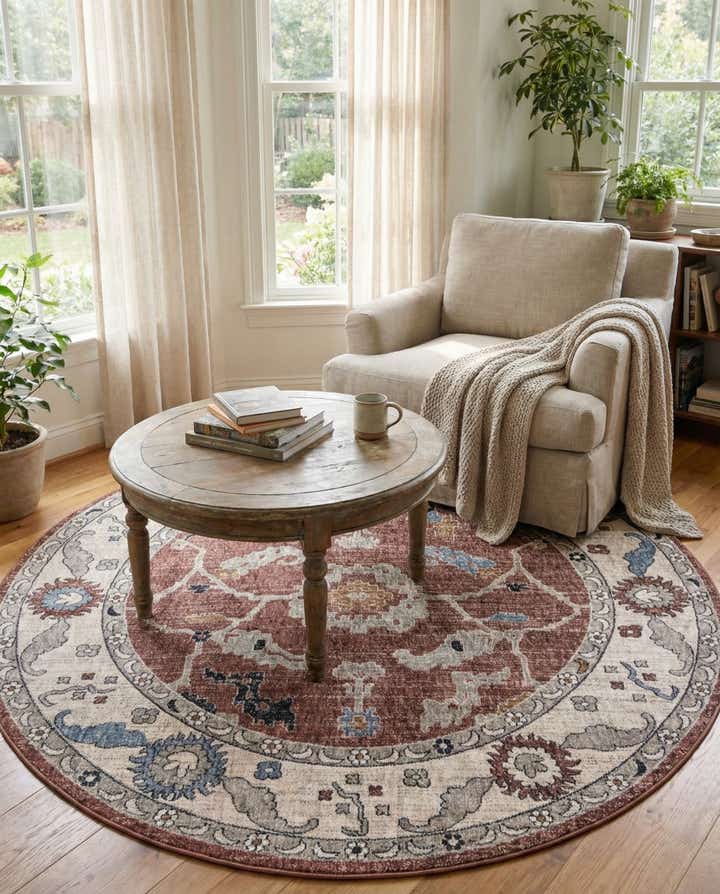 215cm x 215cm Eco Traditional Rund Teppich
