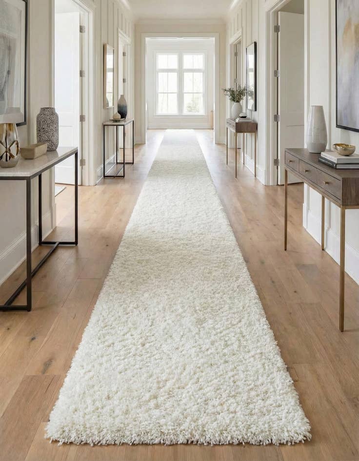 Detail image of 2' 7 x 19' 8 Solid Shag Runner Rug