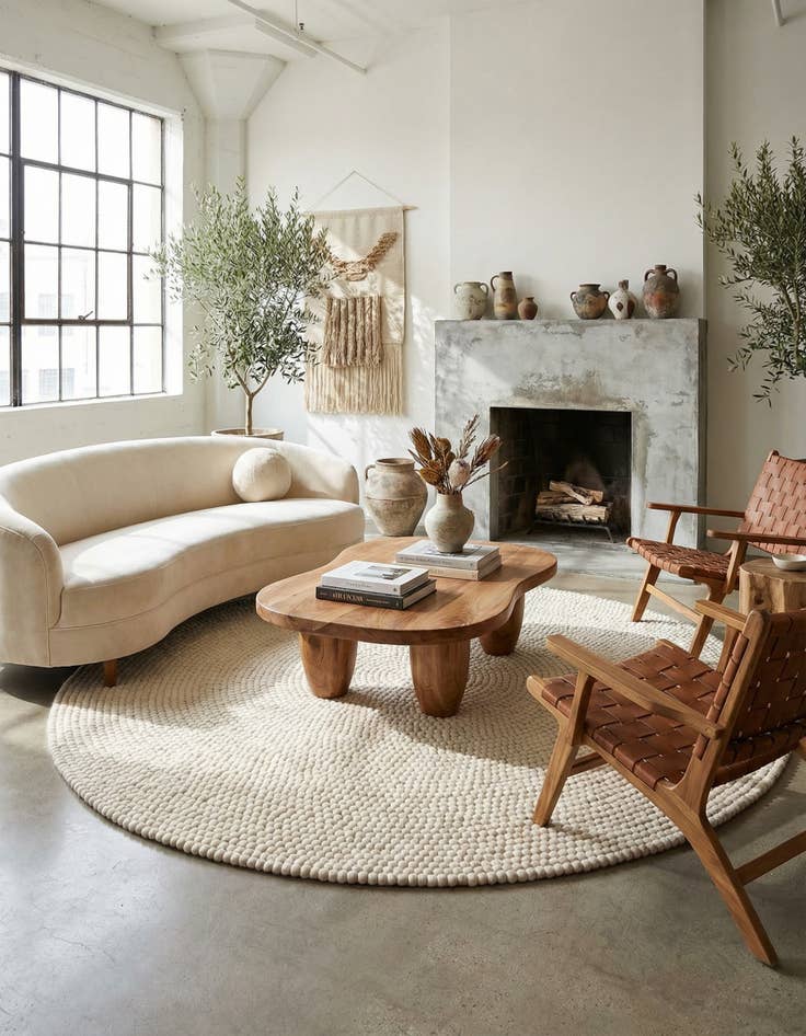 Detail image of 10' x 10' Felt Ball Wool Round Rug