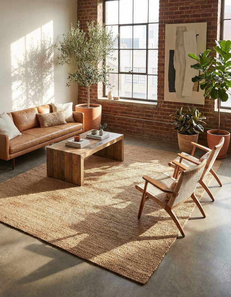 Detail image of 8' x 10' Hand Woven Chunky Jute Rug