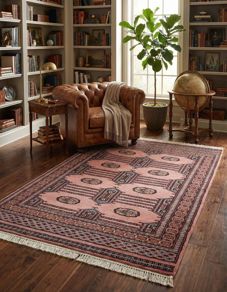 Detail image of 4' x 6' 6 Hand Knotted Bokhara Oriental Wool Rug