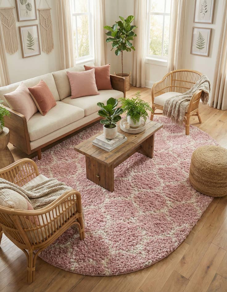 Detail image of  7' 10 x 10' Lattice Shag Oval Rug