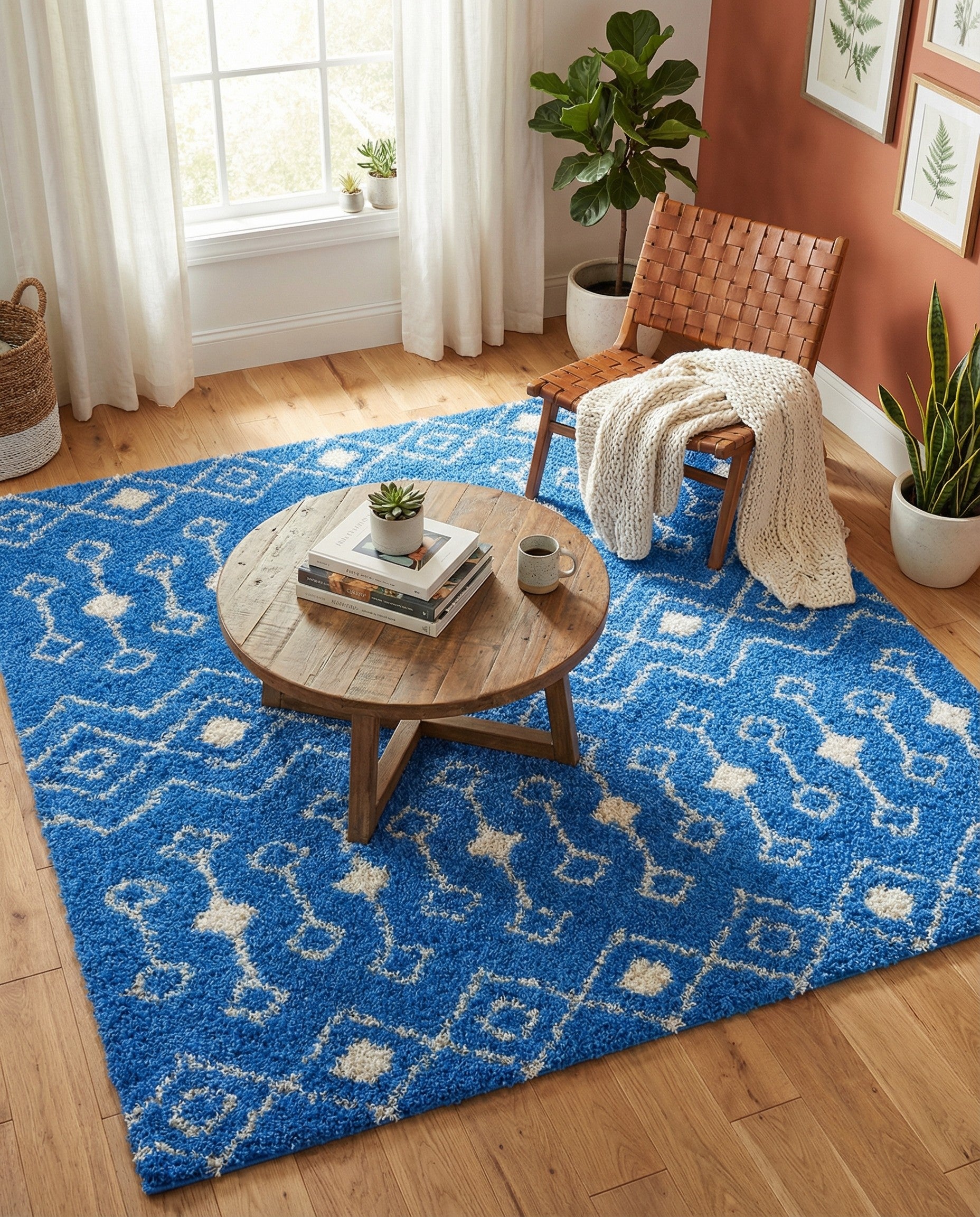 7' 10 x 7' 10 Moroccan Trellis Shag Square Rug