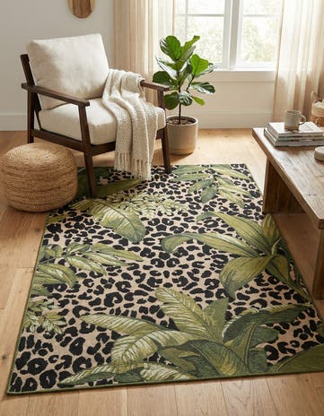3' 3 x 5' 3 Easy-Clean Botanical Indoor / Outdoor Rug