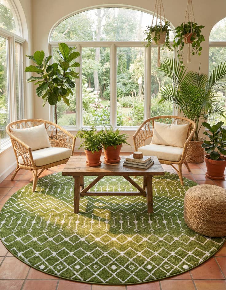 Detail image of 10' x 10' Moroccan Trellis Round Rug