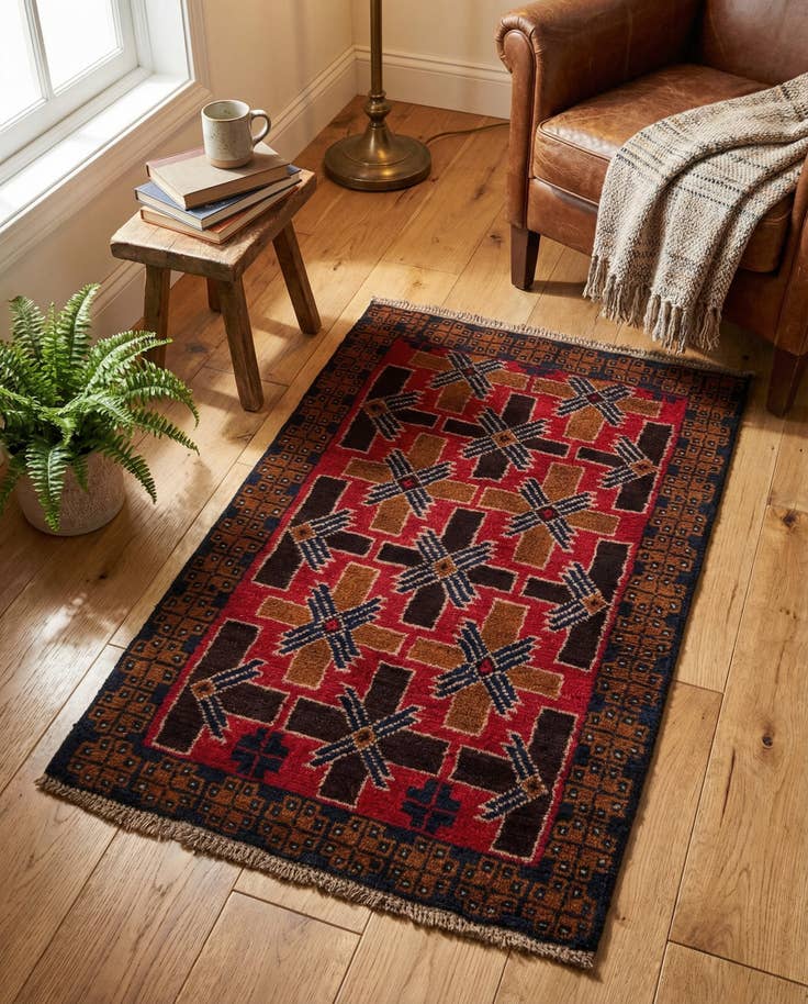 Detail image of 2' 10 x 4' 9 Hand Knotted Balouch Wool Rug