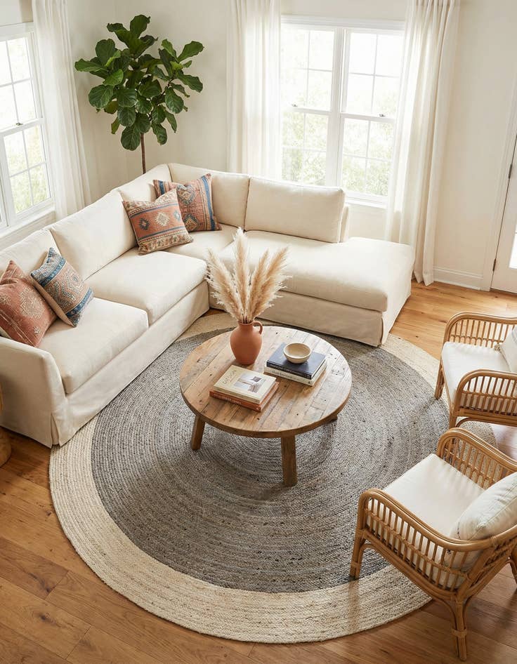 Detail image of 7' 10 x 7' 10  Hand Braided Jute Round Rug