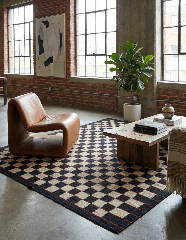 Detail image of 5' 2 x 6' 3 Hand Woven Kilim Modern Wool Rug