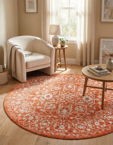 Terracotta Modern Classical Round Rug