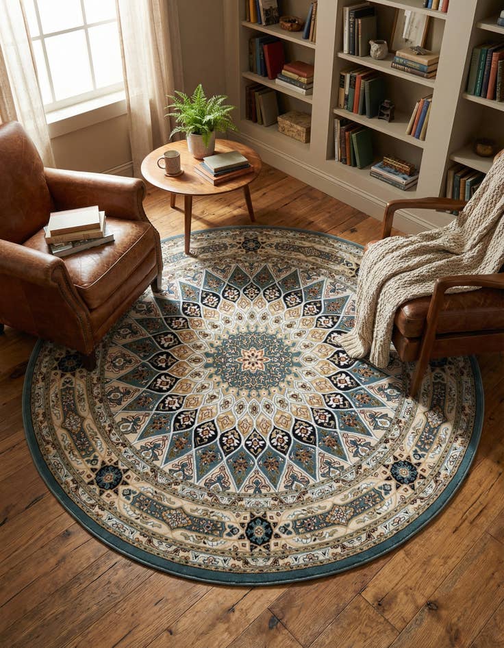Detail image of 7' x 7' Nain Design Round Rug
