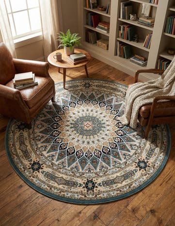 7' x 7' Nain Design Round Rug