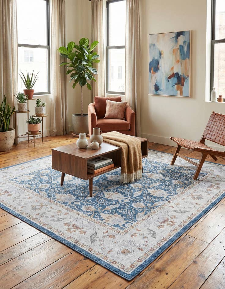 Detail image of 7' 10 x 7' 10 Washable Timeless Square Rug