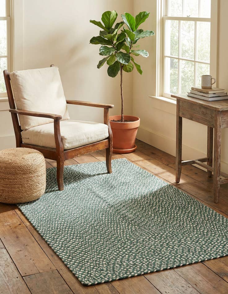 Detail image of 3' 1 x 5' 1  Hand Tweed Braided Jute Rug