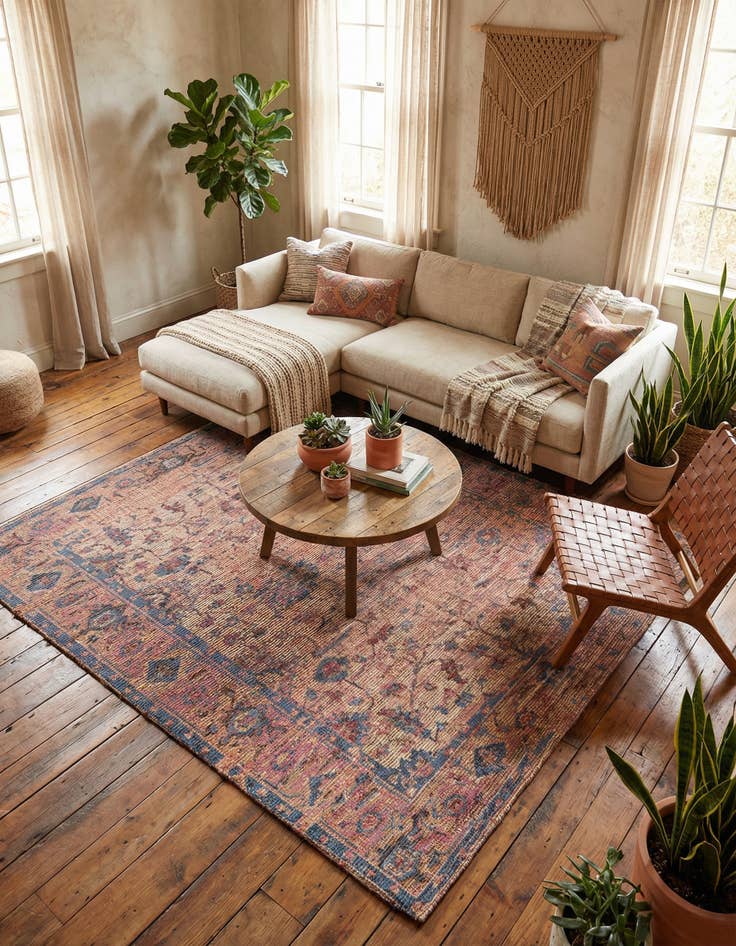 Detail image of 7' 10 x 7' 10  Hand Woven Chenille Jute Square Rug