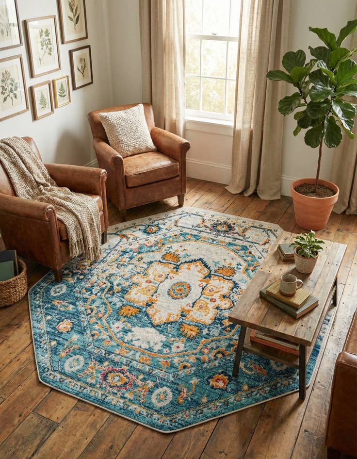 Detail image of 5' 3 x 5' 3 Madeline Vintage Octagon Rug