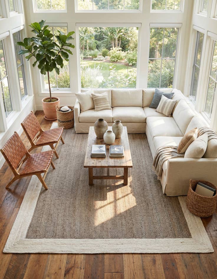 Detail image of 10' x 14' 1  Hand Braided Jute Rug