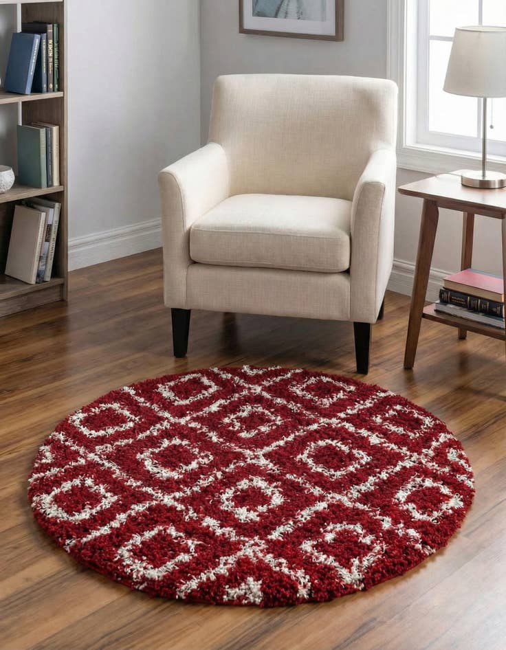 Detail image of 3' 3 x 3' 3 Lattice Shag Round Rug