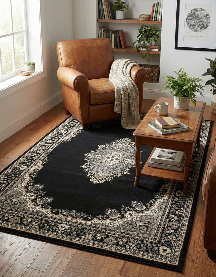 Detail image of 5' 3 x 8' Mashad Design Rug