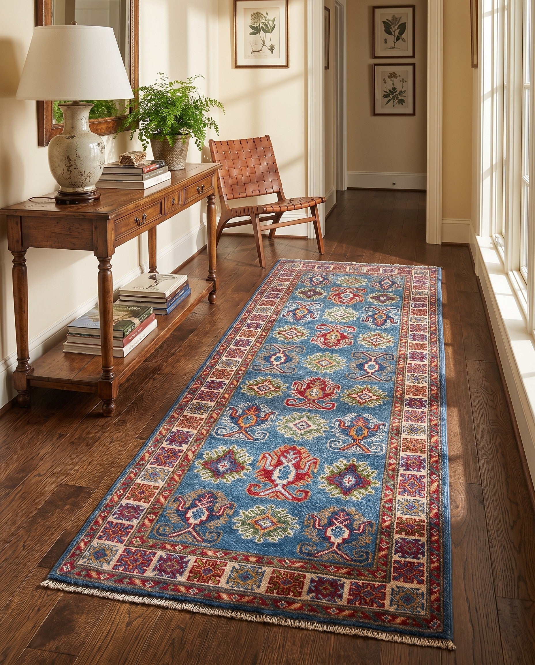 80cm x 220cm Hand Knotted Kazak Runner Rug