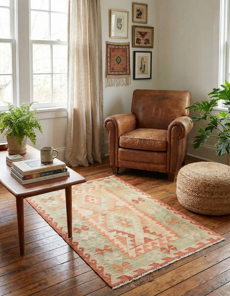 Detail image of 3' x 4' 4 Hand Woven Kilim Waziri Wool Rug