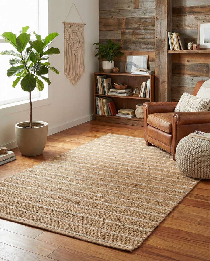 5' 1 x 8' Hand Braided Laurel Handwoven Jute Rug