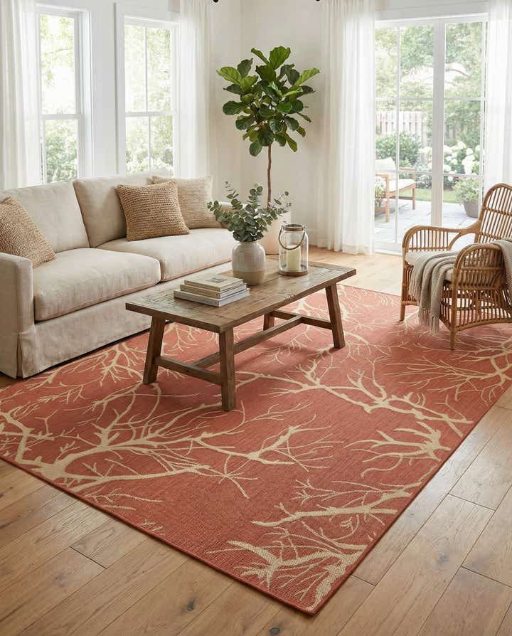7' x 10' Easy-Clean Botanical Indoor / Outdoor Rug