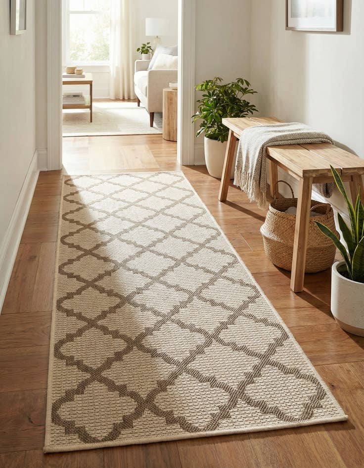 Detail image of 2' 2 x 6' Washable Lattice Indoor / Outdoor Runner Rug