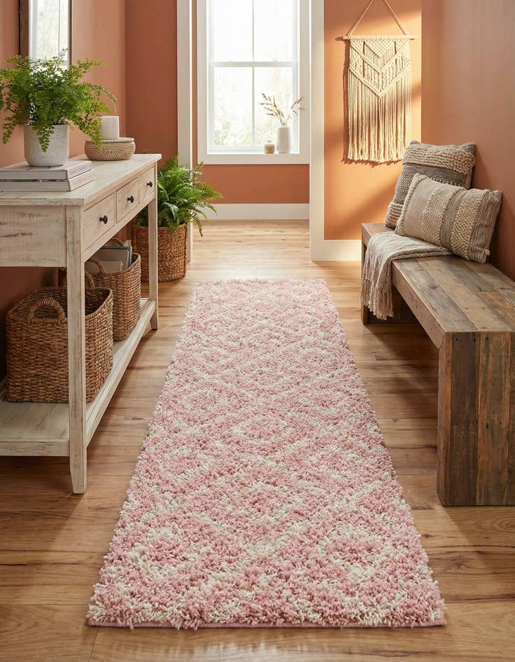 Detail image of 2' x 7' Trellis Shag Runner Rug