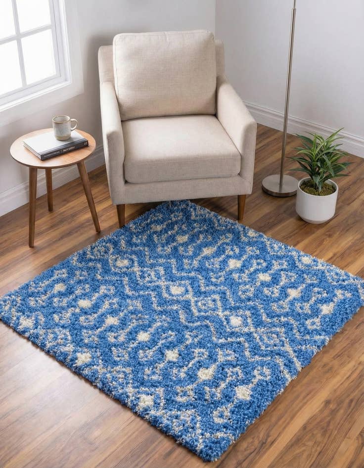 Detail image of 3' 3 x 3' 3 Moroccan Trellis Shag Square Rug