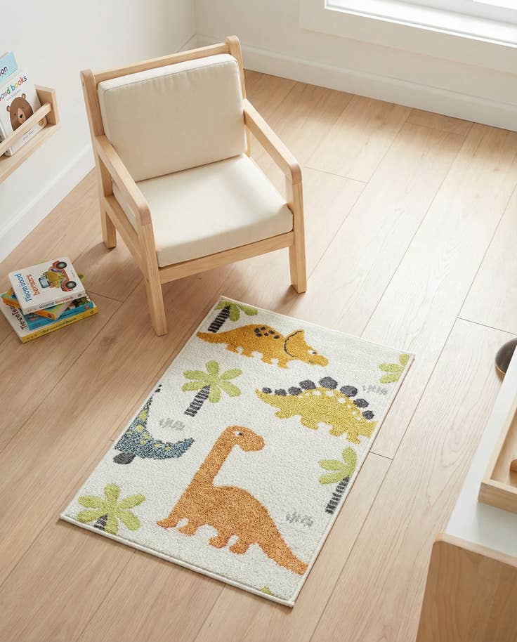 Detail image of 2' 2 x 3' 1 Dinosaur Whimsy Kids Rug