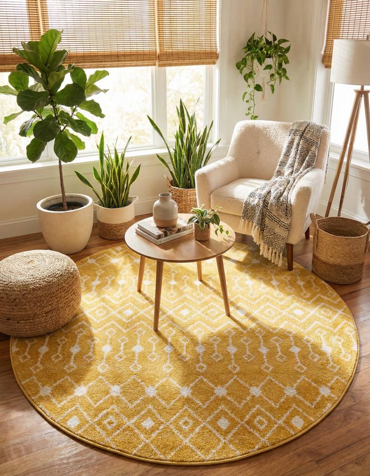 Detail image of 7' 10 x 7' 10 Moroccan Trellis Round Rug