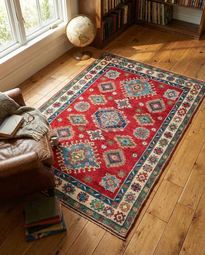4' x 5' 10 Hand Knotted Kazak Rug