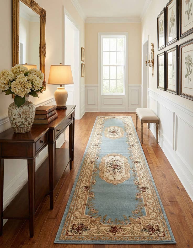 Detail image of 2' 7 x 10' Classic Aubusson Runner Rug